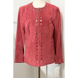 NEW Pamela McCoy Jacket Womens Size Medium M Red Suede Leather Full Zip NWT